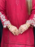Royal Crimson – Embroidered Red Farshi Shalwar Suit (3-Piece)