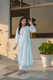 Noor-e-Zard Sky Blue Embroidered Cotton 3-Piece Suit – Elegant Eid Festive Wear by Fabric Emporium