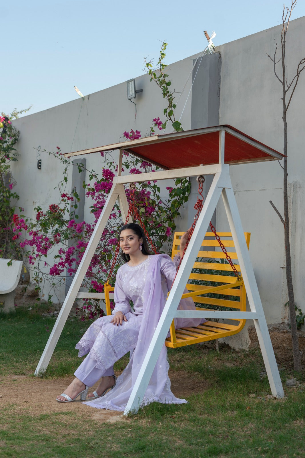 Zarif Embroidered Lilac Cotton Ensemble  3 PCS