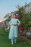 Zarif Embroidered Mint Cotton Ensemble  3 PCS