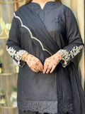 Festive Royale – Siyah Sultana | Black Farshi Shalwar 3-Piece Suit