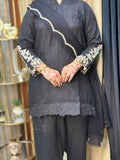 Festive Royale – Siyah Sultana | Black Farshi Shalwar 3-Piece Suit