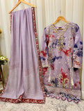 2Pcs Pure Embroidered Cotton Net Suit FE145227