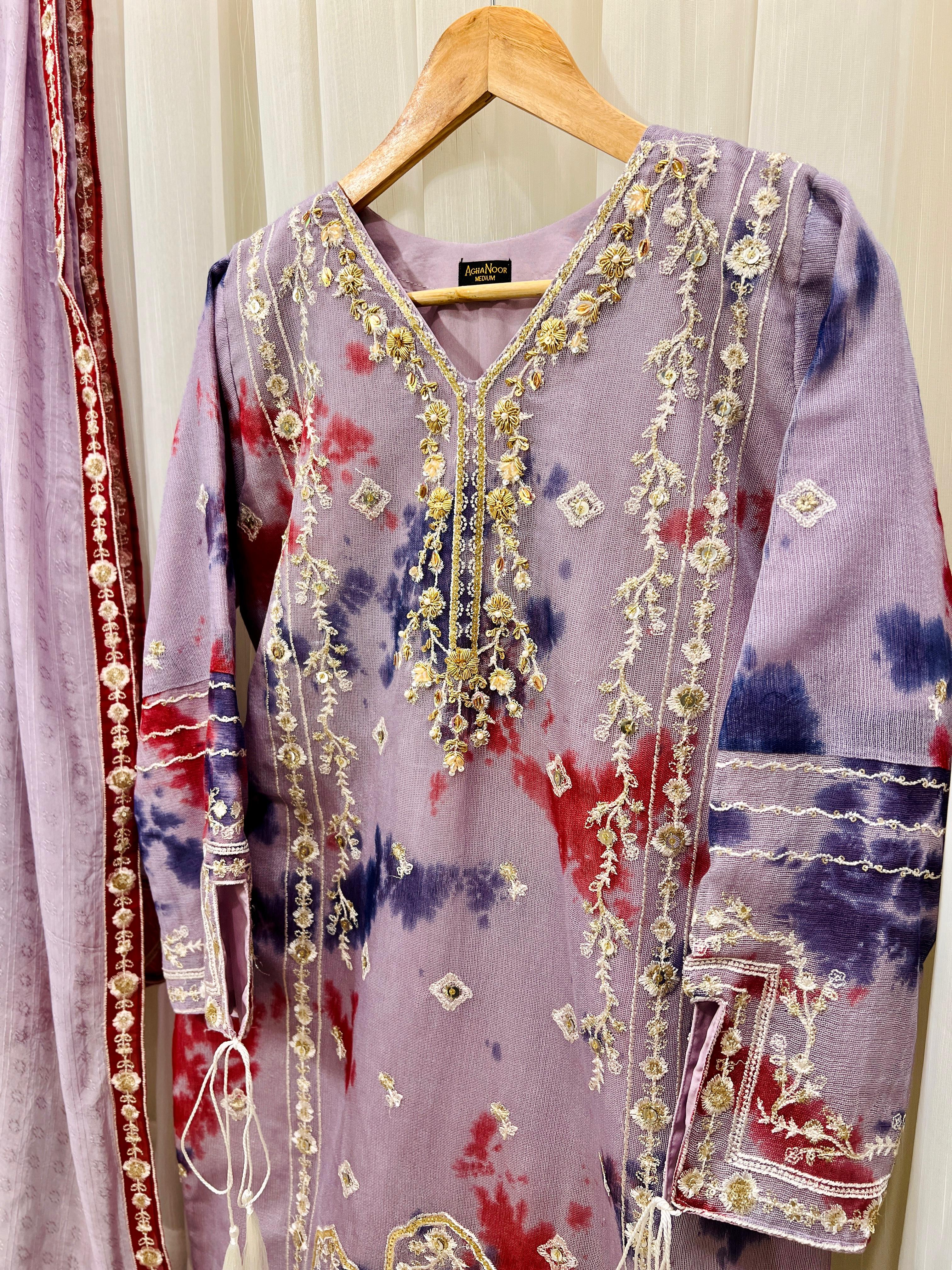 2Pcs Pure Embroidered Cotton Net Suit FE145227
