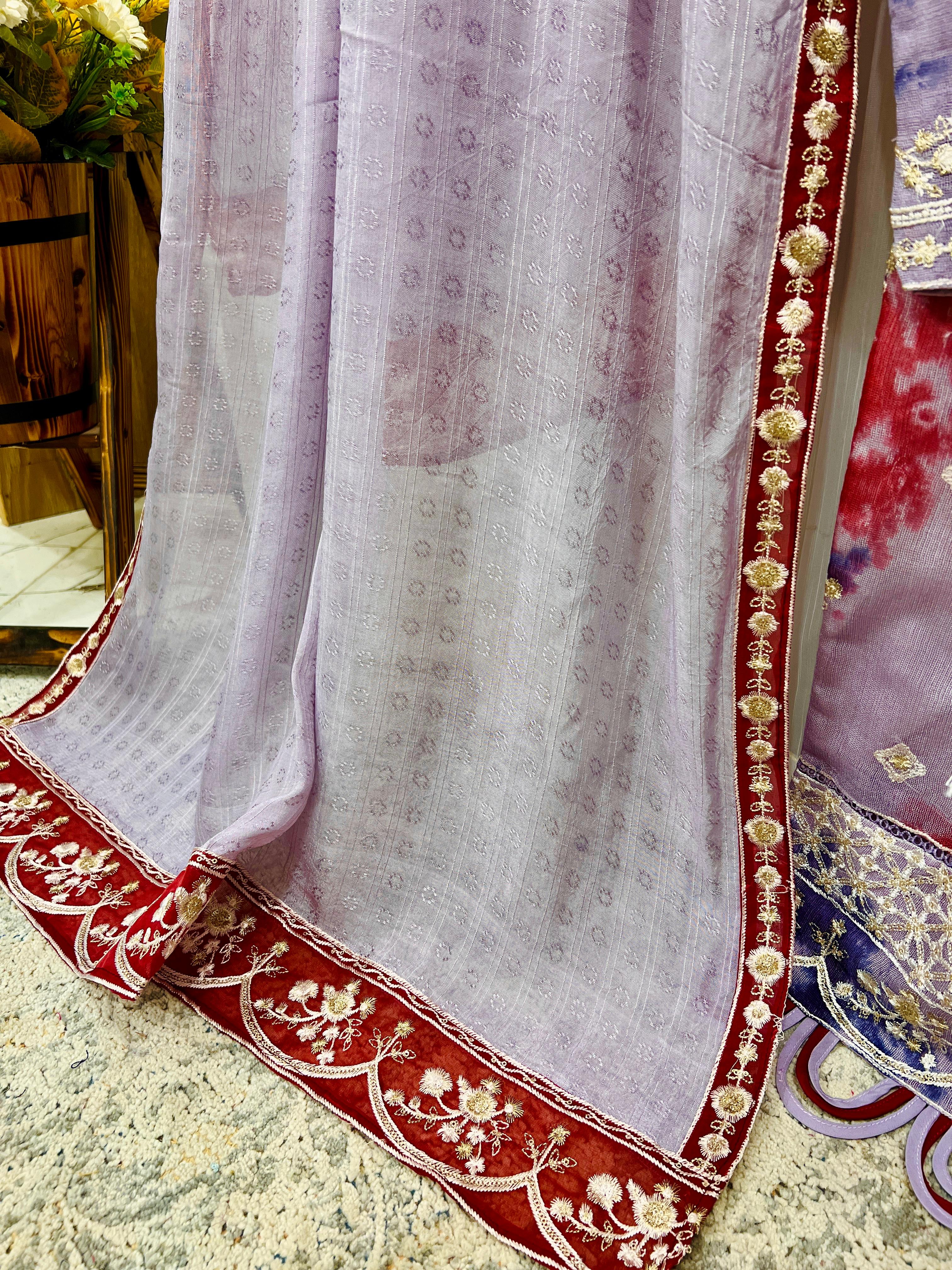 2Pcs Pure Embroidered Cotton Net Suit FE145227