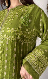 Aura Luxe Olive Chiffon 3-Piece Suit – Elegant Sequins Formal Wear