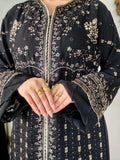 Aura Luxe Black Chiffon 3-Piece Suit – Sequins Embroidered Formal Dress