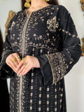 Aura Luxe Black Chiffon 3-Piece Suit – Sequins Embroidered Formal Dress