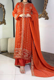 Aura Luxe Rust Chiffon 3-Piece Suit – Warm Tone Sequins Embroidered Dress