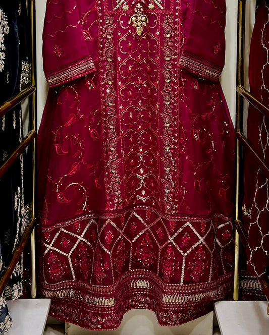 Velora Magenta Luxury  Gown 3Pcs