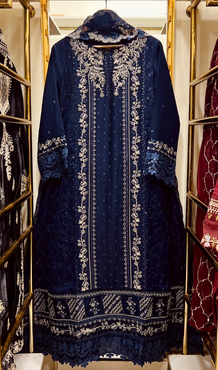 Mahveen Navy Luxe Eidit Gown
