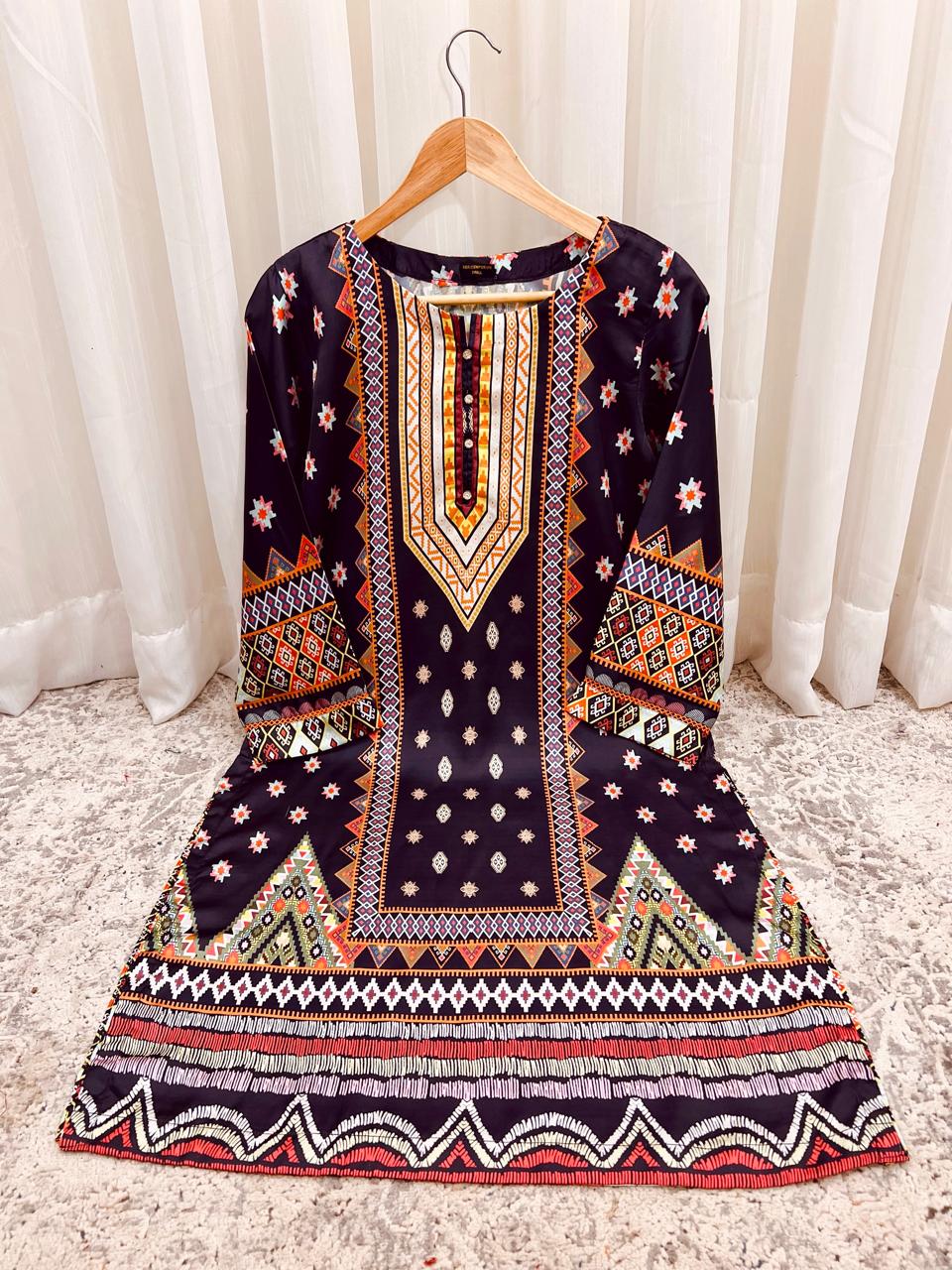 Printed Samos Silk Shirt – Elegant Ethnic Fusion FE-Slk4681