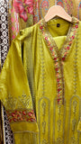 Nooré Olive – Embroidered Cotton 3 Piece Suit with Chiffon Dupatta