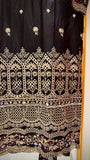 Elaya Black– Embroidered Cotton 3-Piece Suit with Chiffon Dupatta