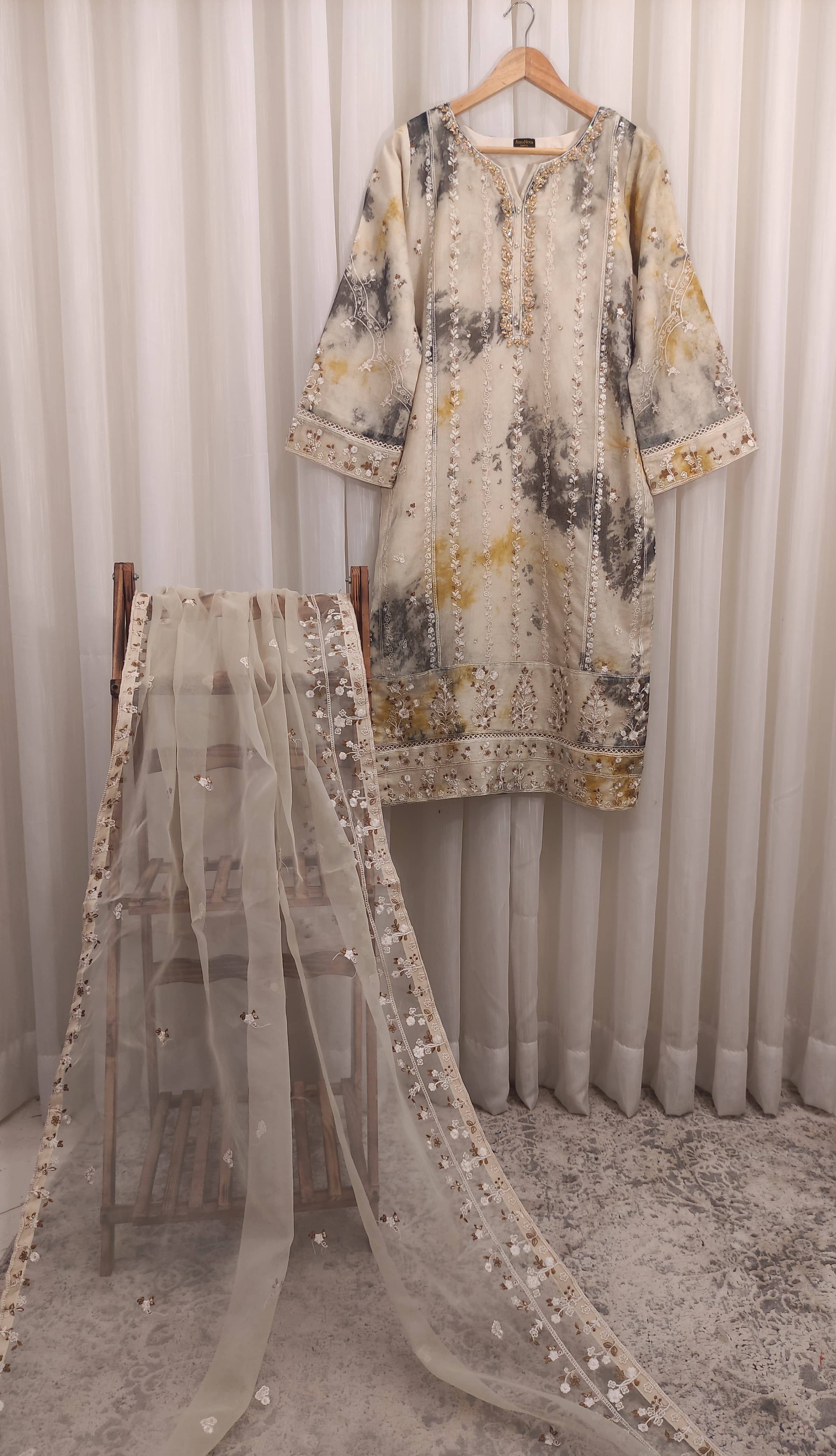 2Pcs Embroidered Cotton Net Suit Co‑ords Set | Premium Stitched Outfit