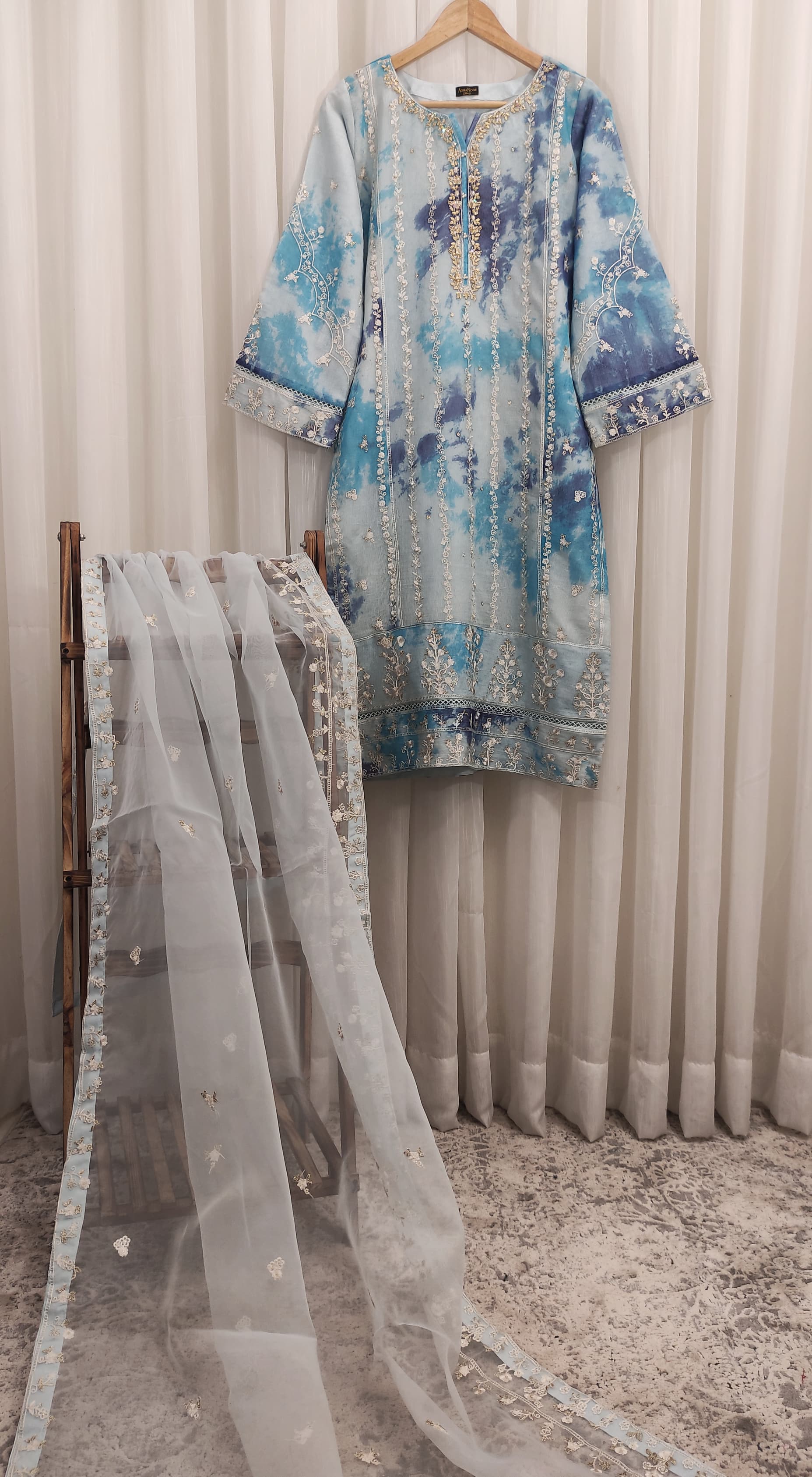 2Pcs Embroidered Cotton Net Suit Co‑ords Set | Premium Stitched Outfit