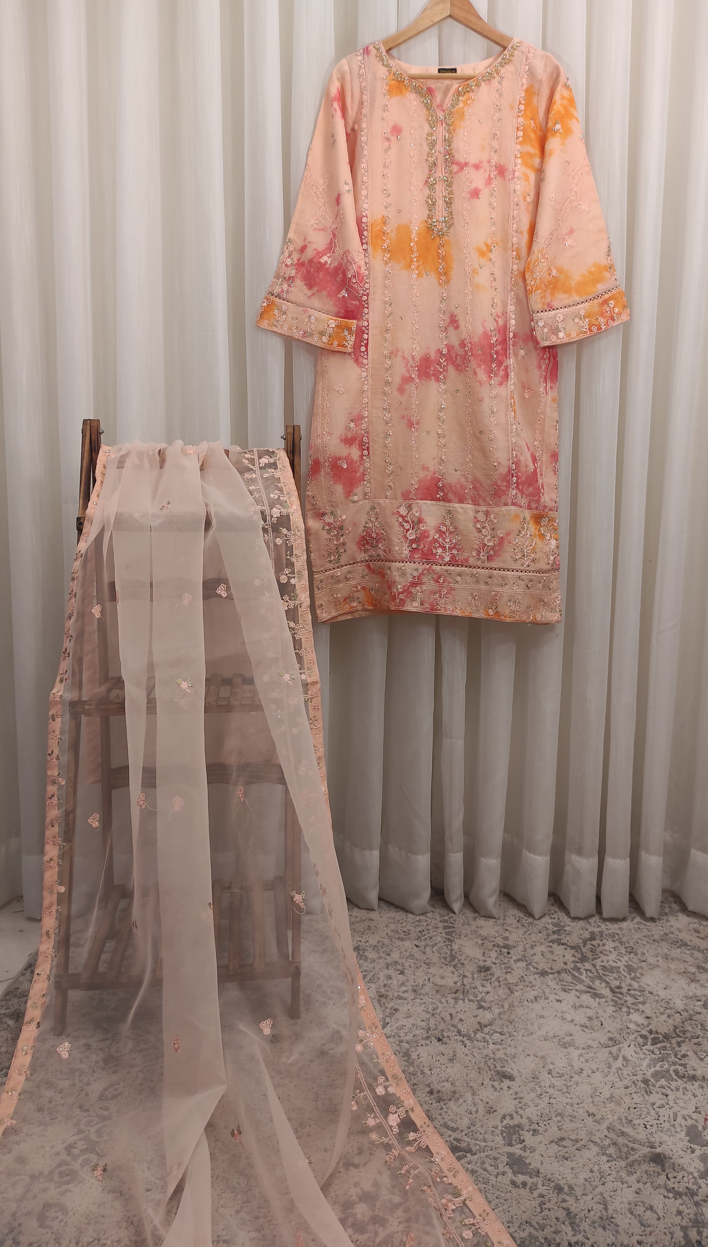 2Pcs Embroidered Cotton Net Suit Co‑ords Set | Premium Stitched Outfit