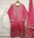2Pcs Embroidered Cotton Net Suit – Shirt + Dupatta