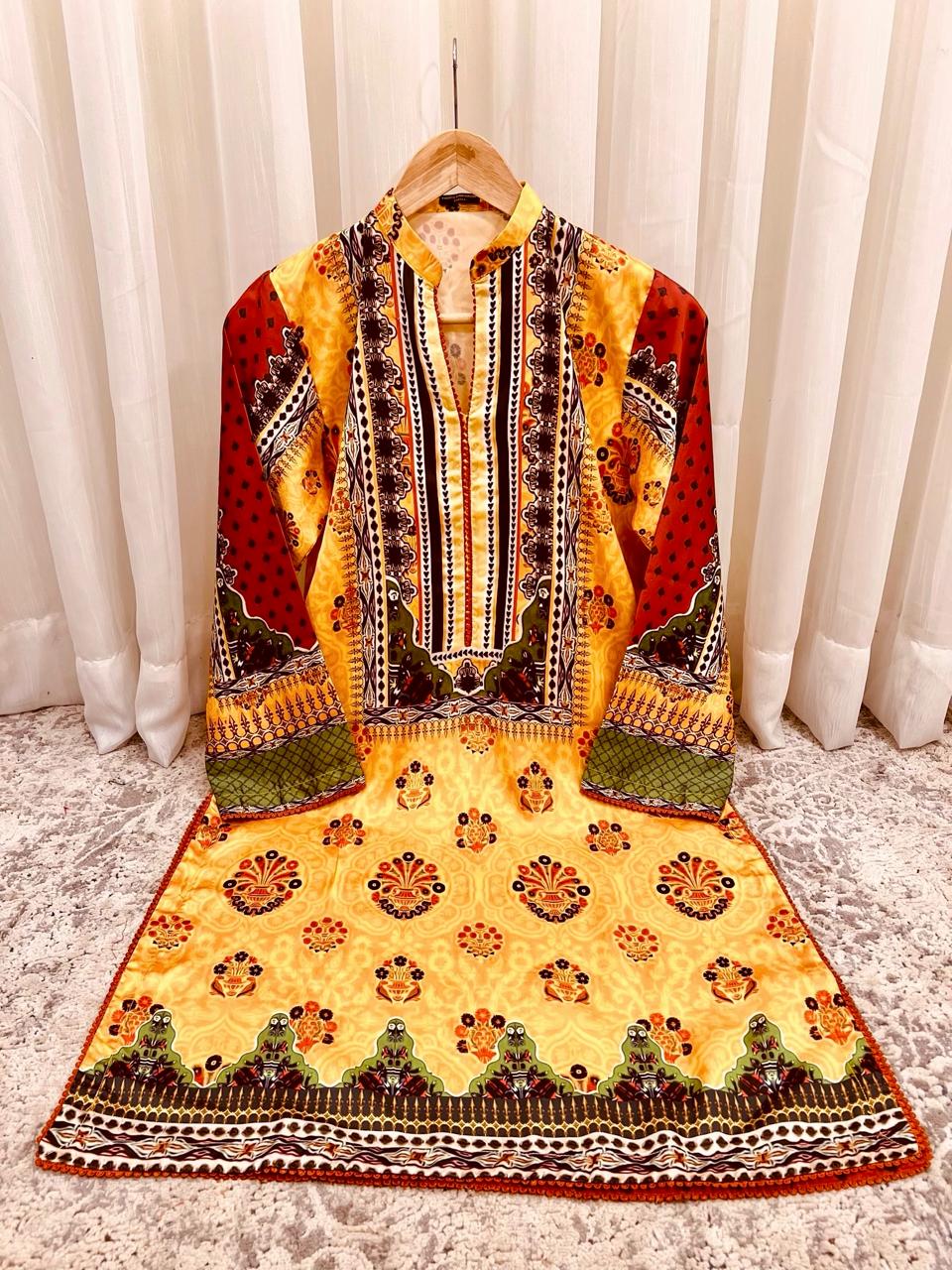 Printed Samos Silk Shirt – Elegant Ethnic Fusion FE-Slk4863