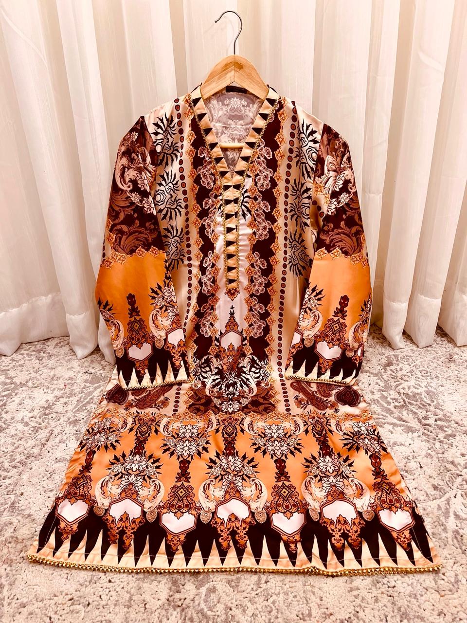 Printed Samos Silk Shirt – Elegant Ethnic Fusion FE-Slk4682