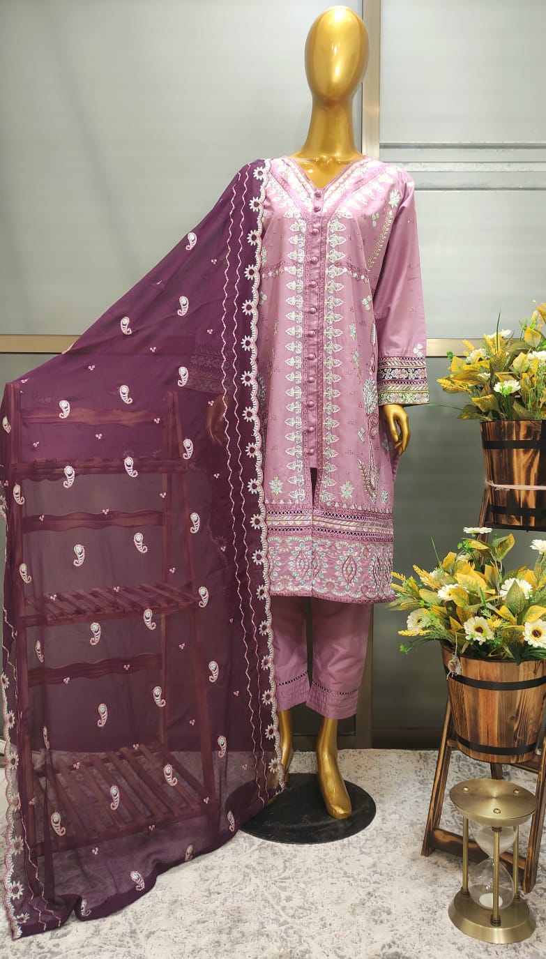 FEFRG-1112 3Pcs Embroidered Cotton suit