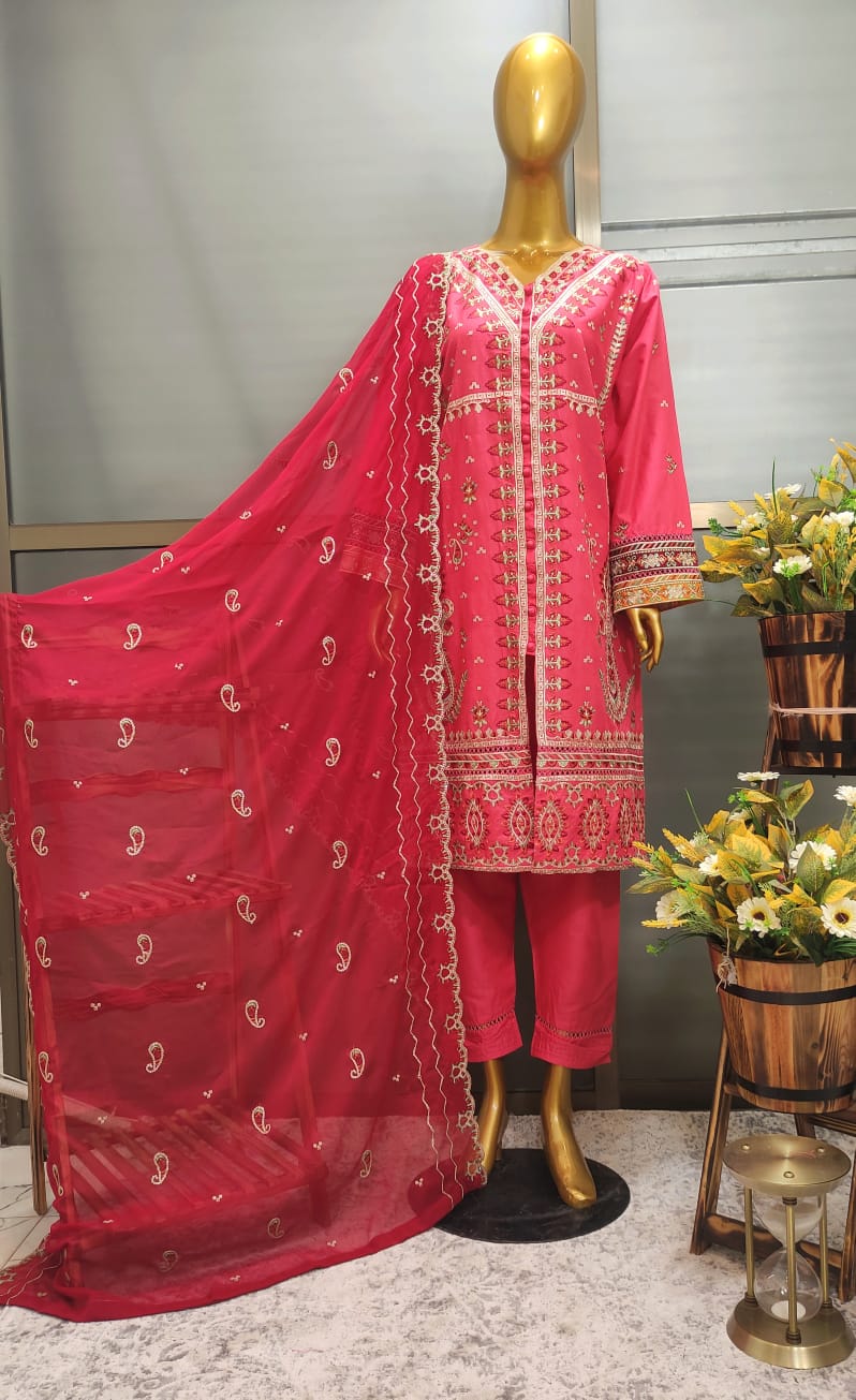 FEFRG-1112 3Pcs Embroidered Cotton suit