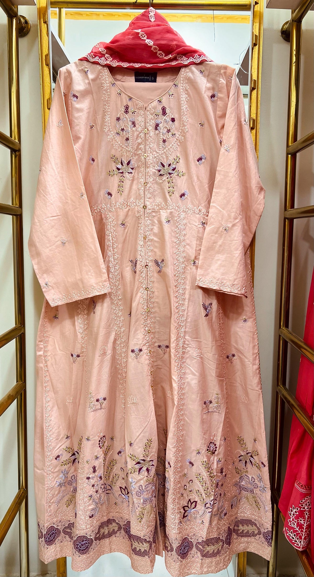 fefrkc111 3Pcs Embroidered Cotton suit shirt and trousers