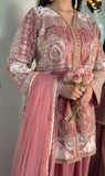 Dusty Rose Embroidered Shirt with Sharara – 3 Pc