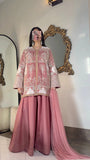 Dusty Rose Embroidered Shirt with Sharara – 3 Pc