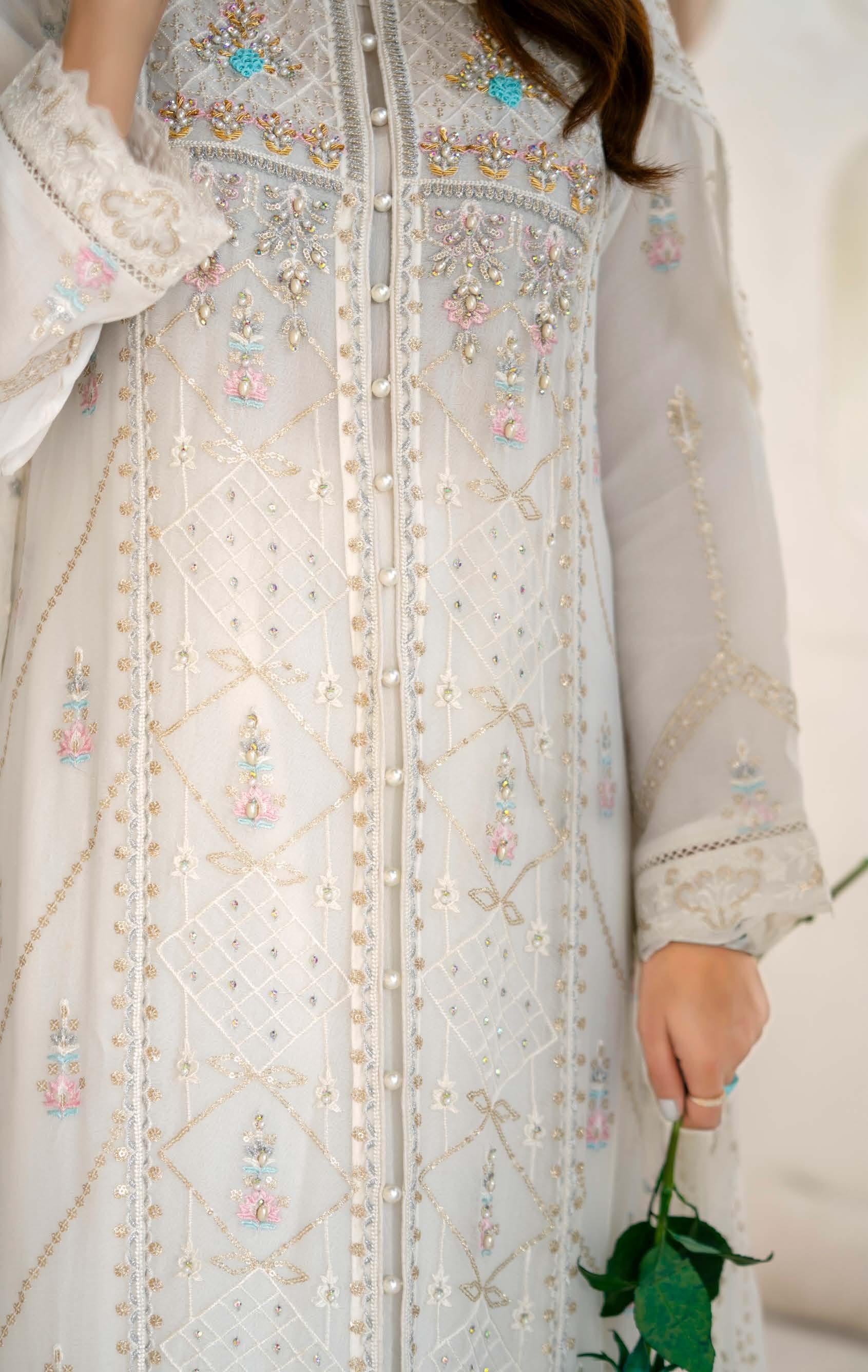 Midnight Noir Zarri & Sequin Embroidered White Gown – Luxury Formal Wear
