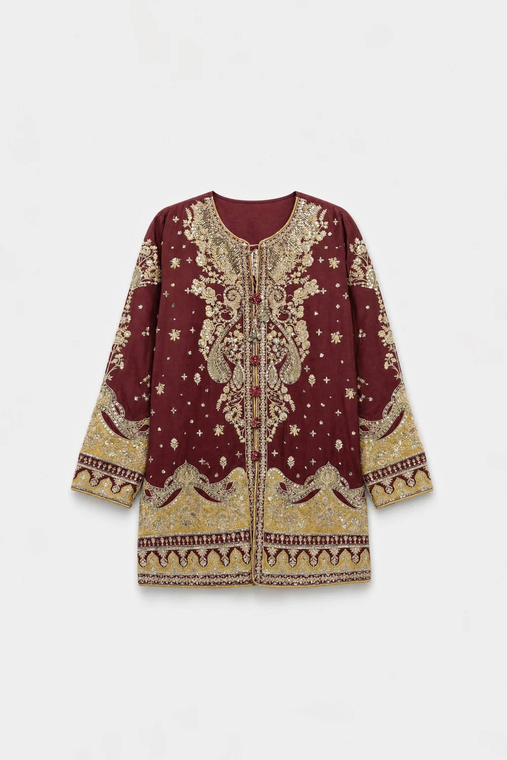 Mulberry & Mustard Embroidered 3 Piece Suit for Walima & Mehndi