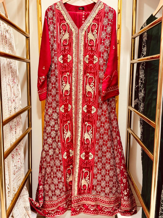 3Pcs Embroidered Chiffon Gown - Fabric Emporium Official