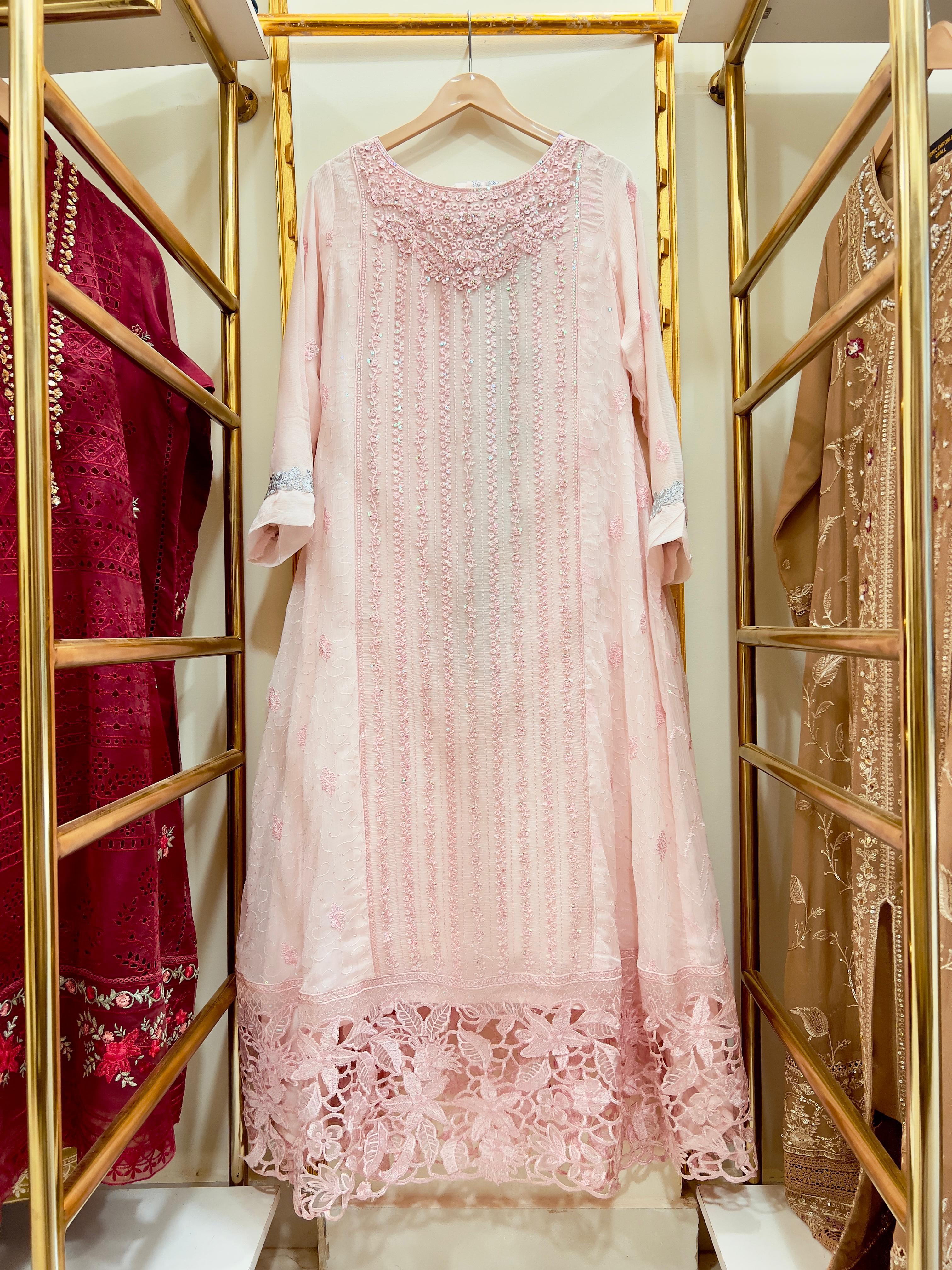 3Pcs Embroidered Chiffon Gown