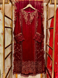 3PCS Embroidered Chiffon Suit