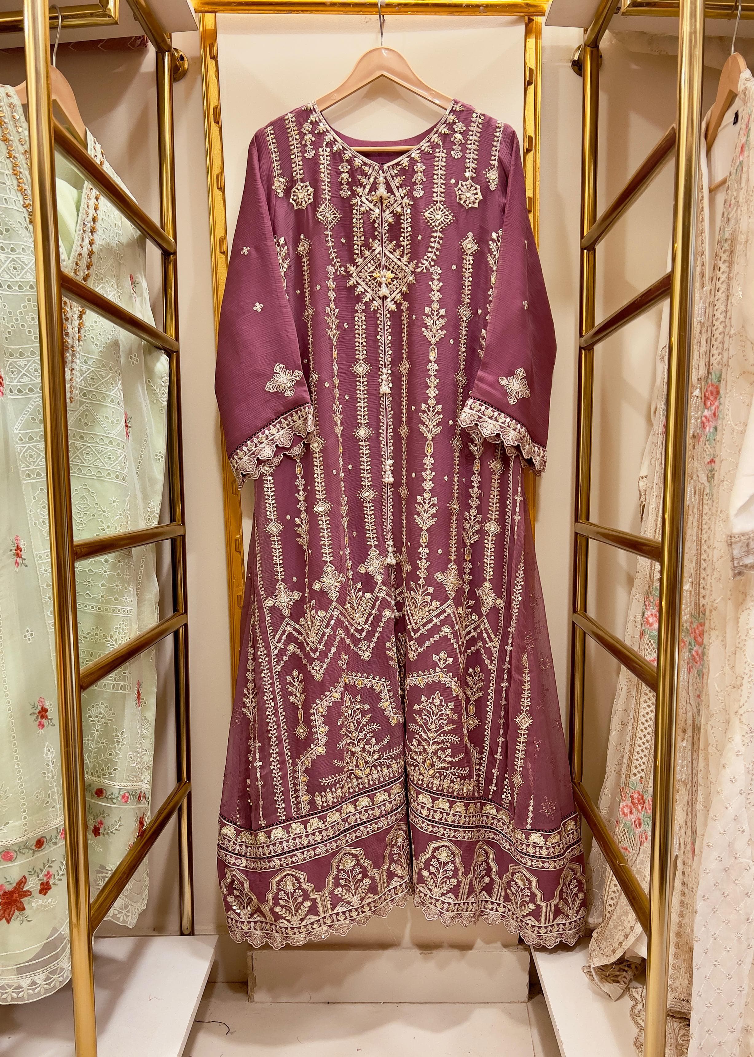 3pcs Embroidered Chiffon Gown